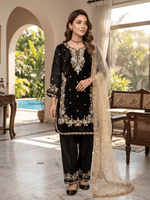 Fendi Silk Embroidered Designer Kurta Pant Set with Dupatta for Women