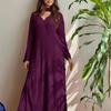 Wine Georgette Chikankari Embroidery Kurta With Pant & Dupatta For Women