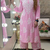 Rayon Cotton Chikankari Embroidery Kurta With Palazzo For Women