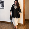 Women's Jet Embroidered Cotton Short Kurti with Straight Pants Co-Ord Set