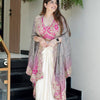 Indowestern Three Piece Dhoti Set with Bandhani Print Shrug for Women