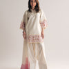 Elegant White Heavy Natural Crepe Silk Hand Work Kurta With Farshi Pant & Dupatta For Women
