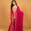Designer Simar Silk Embroidered Sharara Set with Dupatta for Women