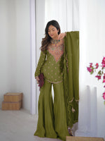 Designer Simar Silk Embroidered Sharara Set with Dupatta for Women