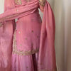 Dusty Chinon Silk Designer Top Palazzo Dupatta Set for Women