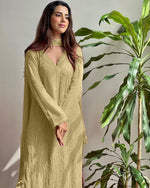 Georgette Chikankari Embroidery Kurta Pant Dupatta Set for Women