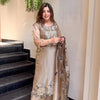 Beige Jimmy Choo Embroidered Cut Work Kurta With Pant & Dupatta Set