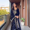 Midnight Velvet Elegance Embroidered Kurta Set for Women