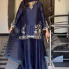 Heavy Crepe Silk Embroidered Kurta Sharara Dupatta Set for Women