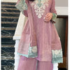 Mauve Crunchy Silk Embroidered Kurta Palazzo Dupatta Set for Women