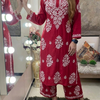 Rayon Cotton Chikankari Embroidery Kurta with Palazzo for Women