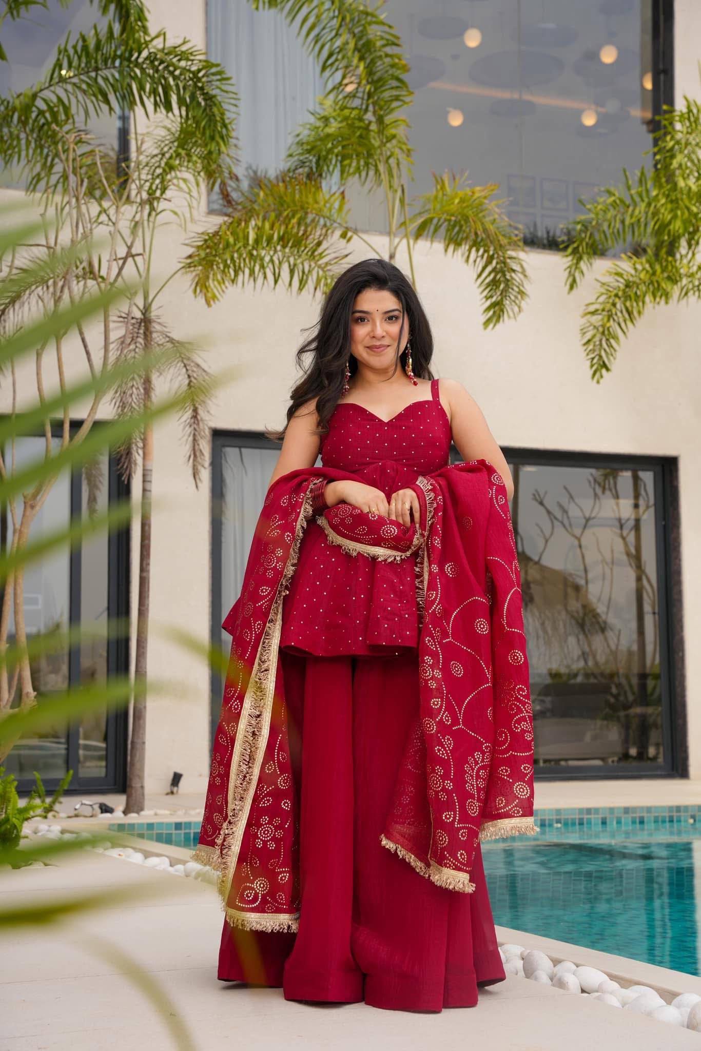 Tabby Organza Mukaish Work Sharara Set for Women