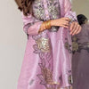 Rose Jimmy Choo Embroidered Cut Work Kurta Pant Dupatta Set for Women
