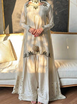 Crepe Embroidered Kurta with Farsi Salwar & Dupatta Set for Women